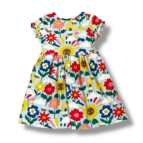 Mini Boden Fun Jersey Dress Provence Blue Happy Flowers pockets Girls 9-10y - Picture 1 of 9